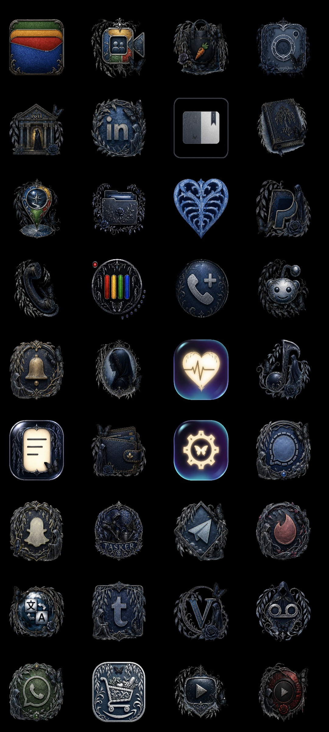 Theme Park icon sheet showing the first half of the Cloaked Garden icon pack